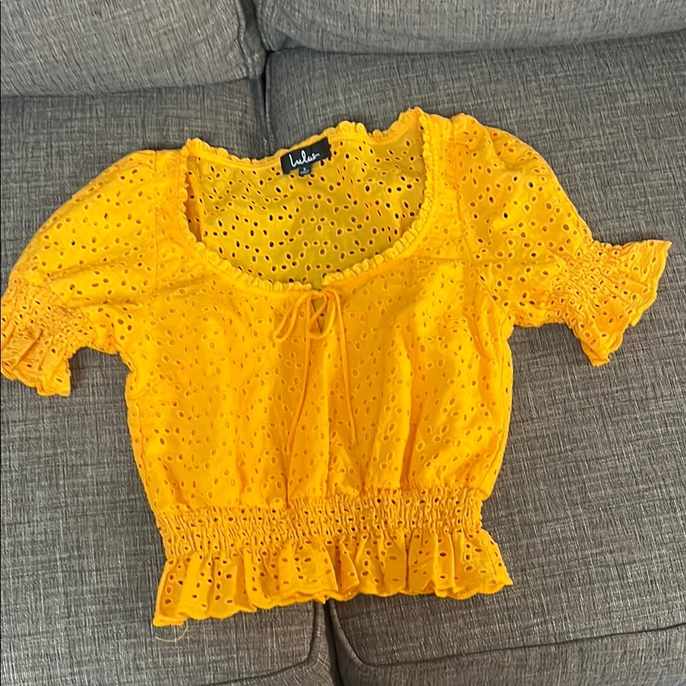 Lulu's Sunny Yellow Eyelet Blouse
